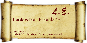 Leskovics Elemér névjegykártya
