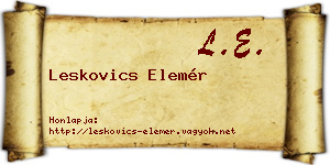 Leskovics Elemér névjegykártya